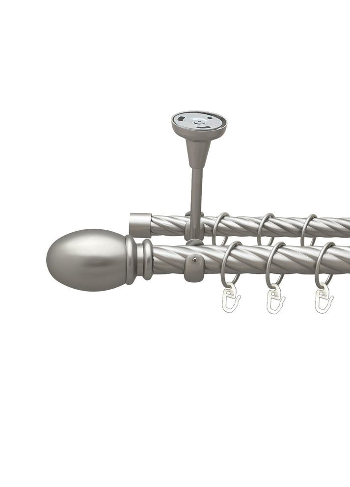 Карниз Белуно металевий дворядний відкритий до стелі скручена труба Сатин 25\19 мм 200 см (00-00024191) ORVIT (300846214)