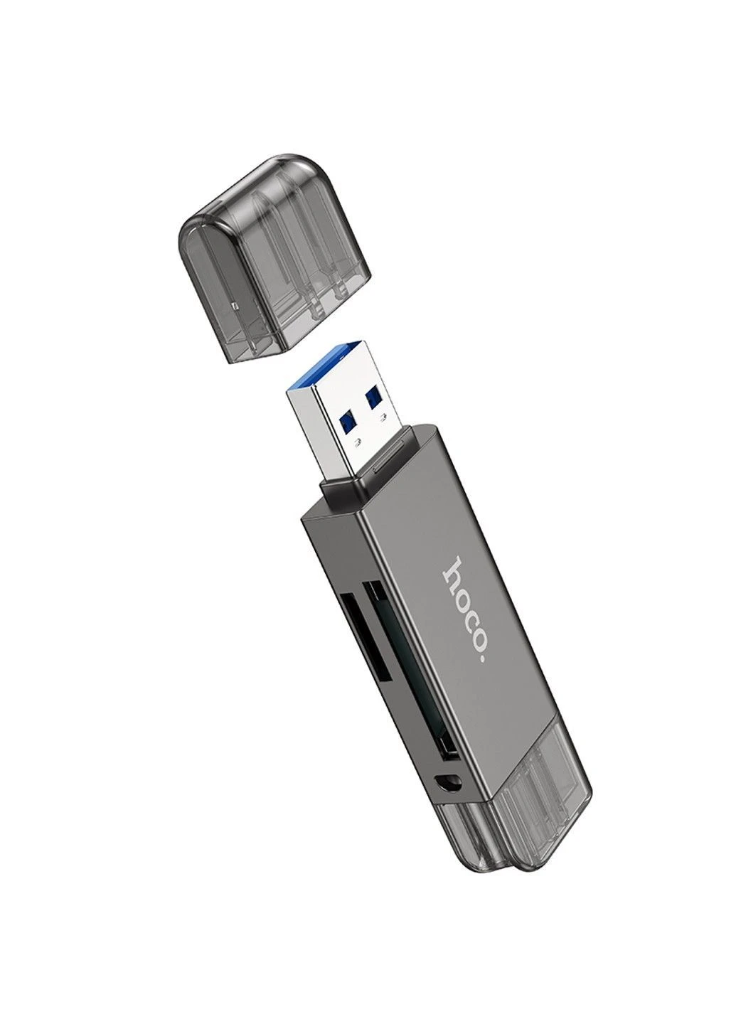 USB-хаб HB39 USB/Type-C 3.0 высокоскоростной кардридер Metal Gray Hoco (380484395)