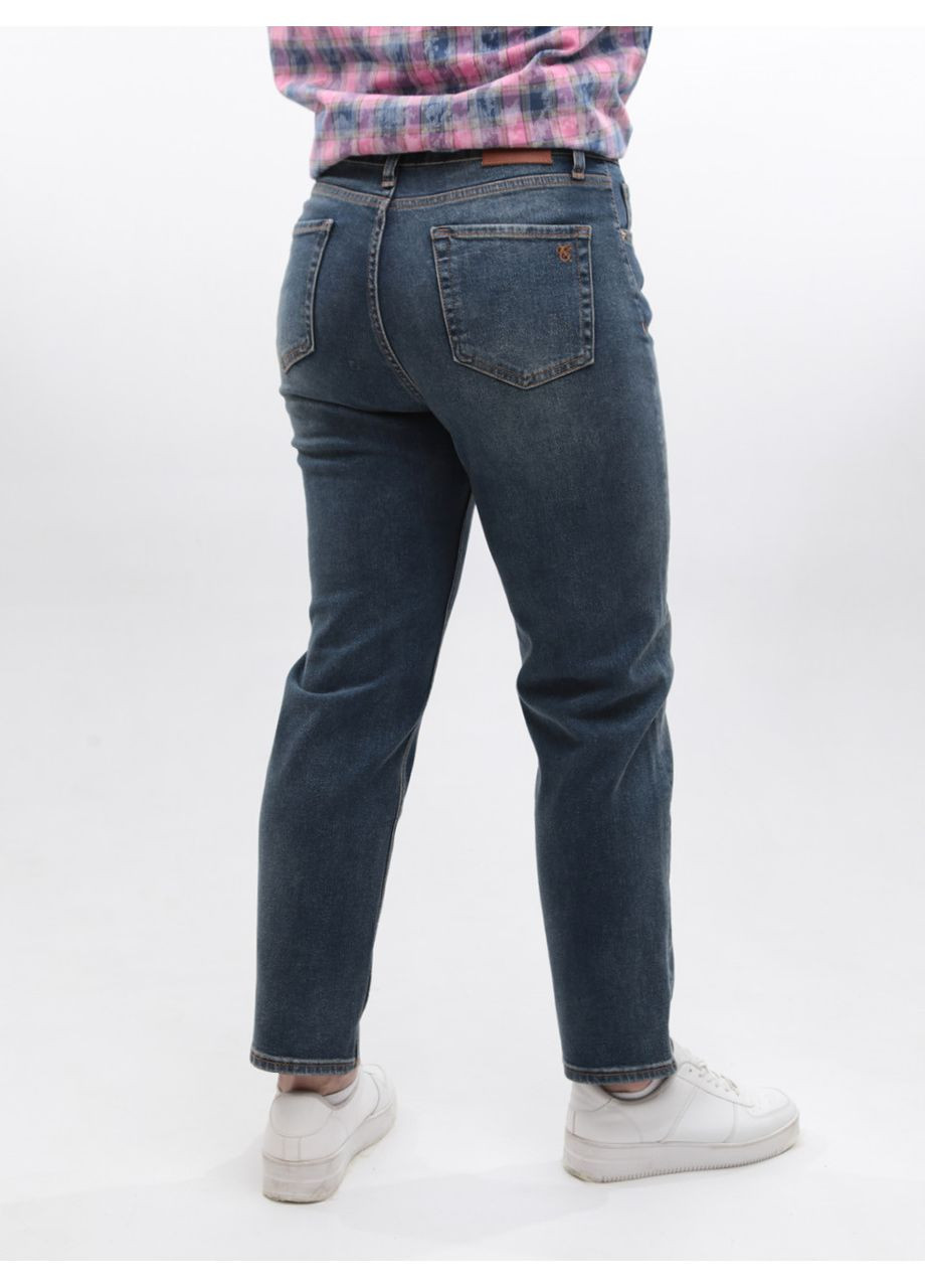 Джинси жіночі брудно-сині МОМ прямі великі розміри Мom regular Cracpot - (369668948)