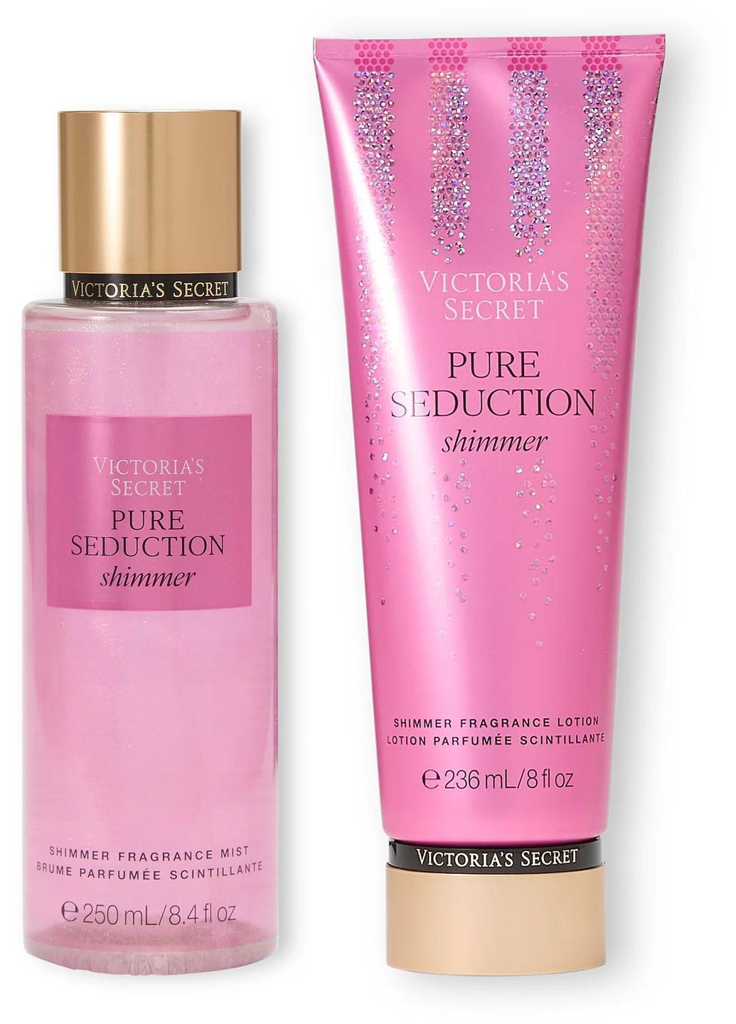 Набор: Спрей и лосьон для тела с шиммером Pure Seduction Shimmer (Спрей 250 мл + Лосьон 236 мл) Victoria's Secret (349498698)