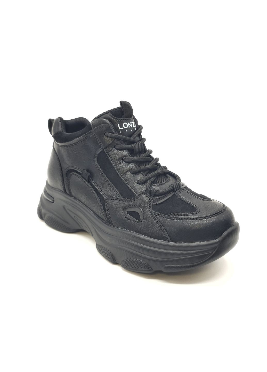 Чорні всесезонні жіночі кросівки чорні шкіряні l-11-46 24 см (р) Lonza