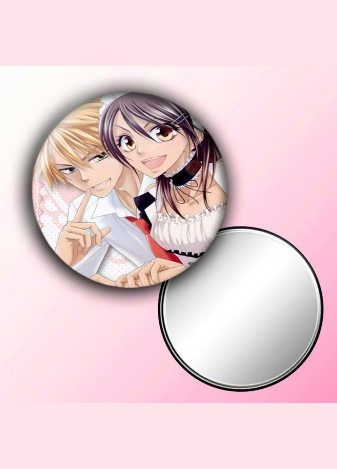 Дзеркальце косметичне кишенькове Аніме Президент - покоївка #0001 із малюнком круглий 56 мм No Brand (309156228)