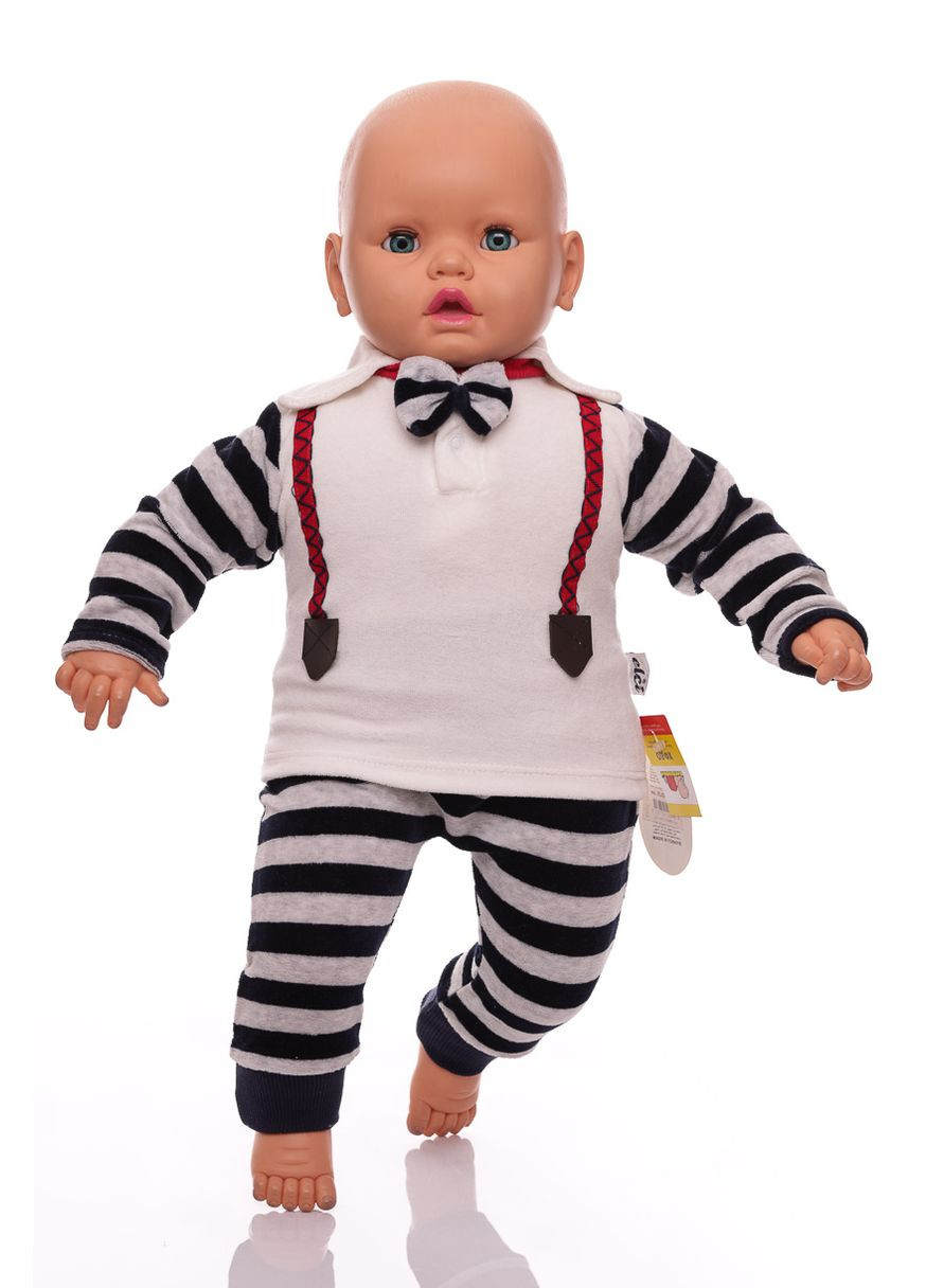 Синий зимний костюм с длинным рукавом для мальчика велюровый в полоску синий 74 см (26649) BABYKROHA