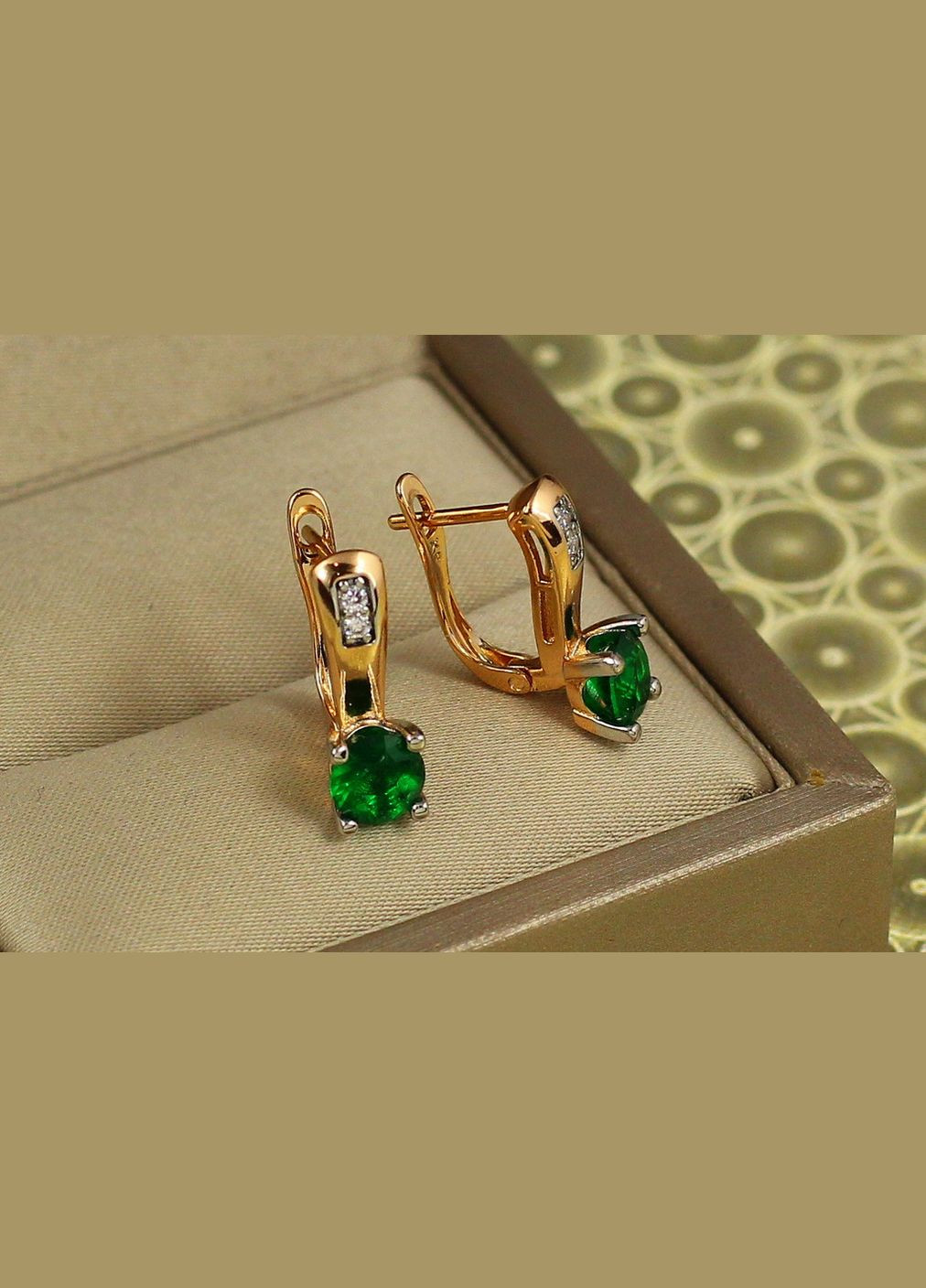 Серьги партия с зеленым камнем 1,7 см золотистые Xuping Jewelry (326599667)