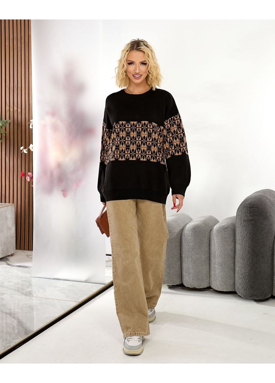 Чорний демісезонний 🧶 стильний светр оверсайз | розмірна сітка в описі DK/DL Мода без кордонів