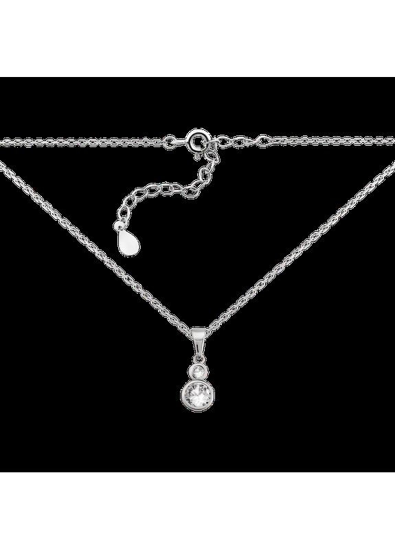Серебряное колье минималистичное с двумя камешками на тонкой цепочке. No Brand (362176855)
