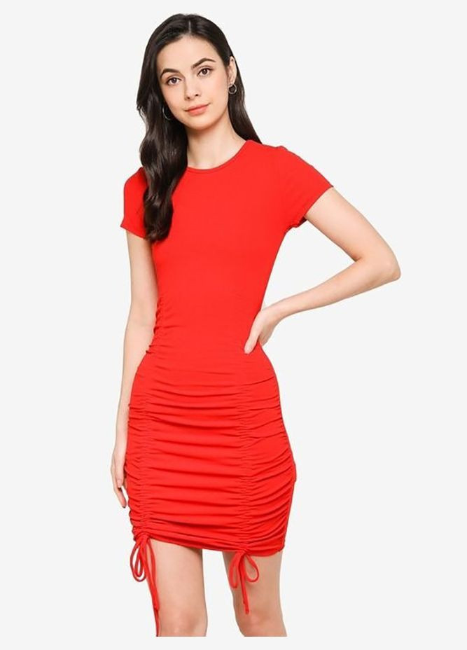 Красное кэжуал платье H&M однотонное