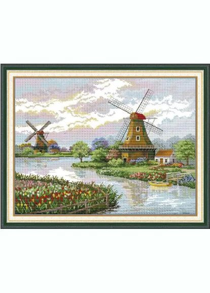 Набор для вышивания по нанесённой на канву схеме "Dutch windmills".AIDA 14CT printed, 54*43 см Joy Sunday (313613044)