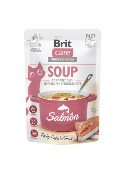 Корм влажный "Суп для кошек Soup with Salmon с лососем", 75 г (*) Brit Care (322591454)