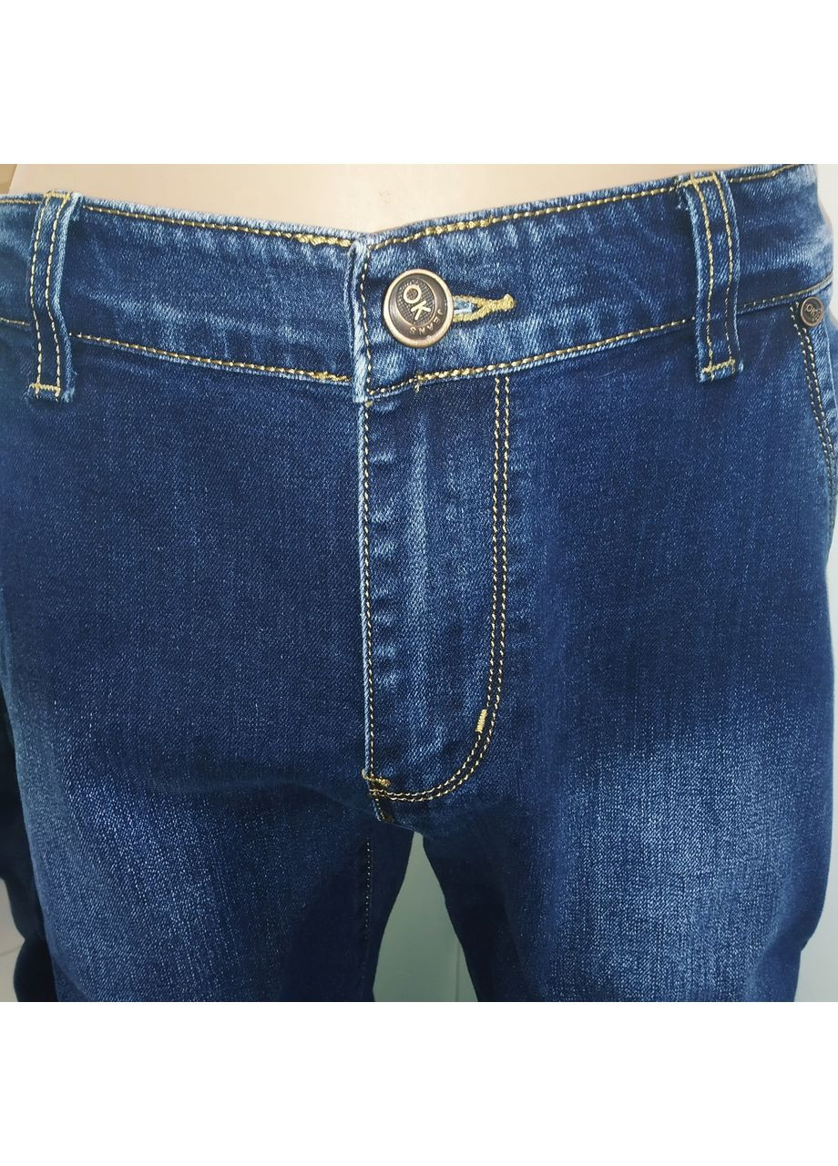 Джинси чоловічі звужені манжет стрейч косі кишені 33 сині No Brand (363054020)