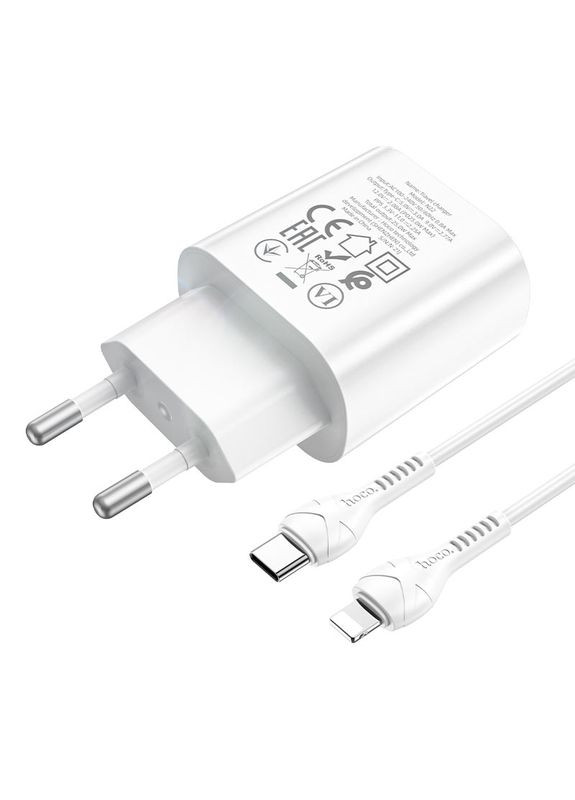 Сетевое зарядное устройство PD25W Charger Set (Type-C to iP)(EU) White Hoco N22 Jetta (368698198)