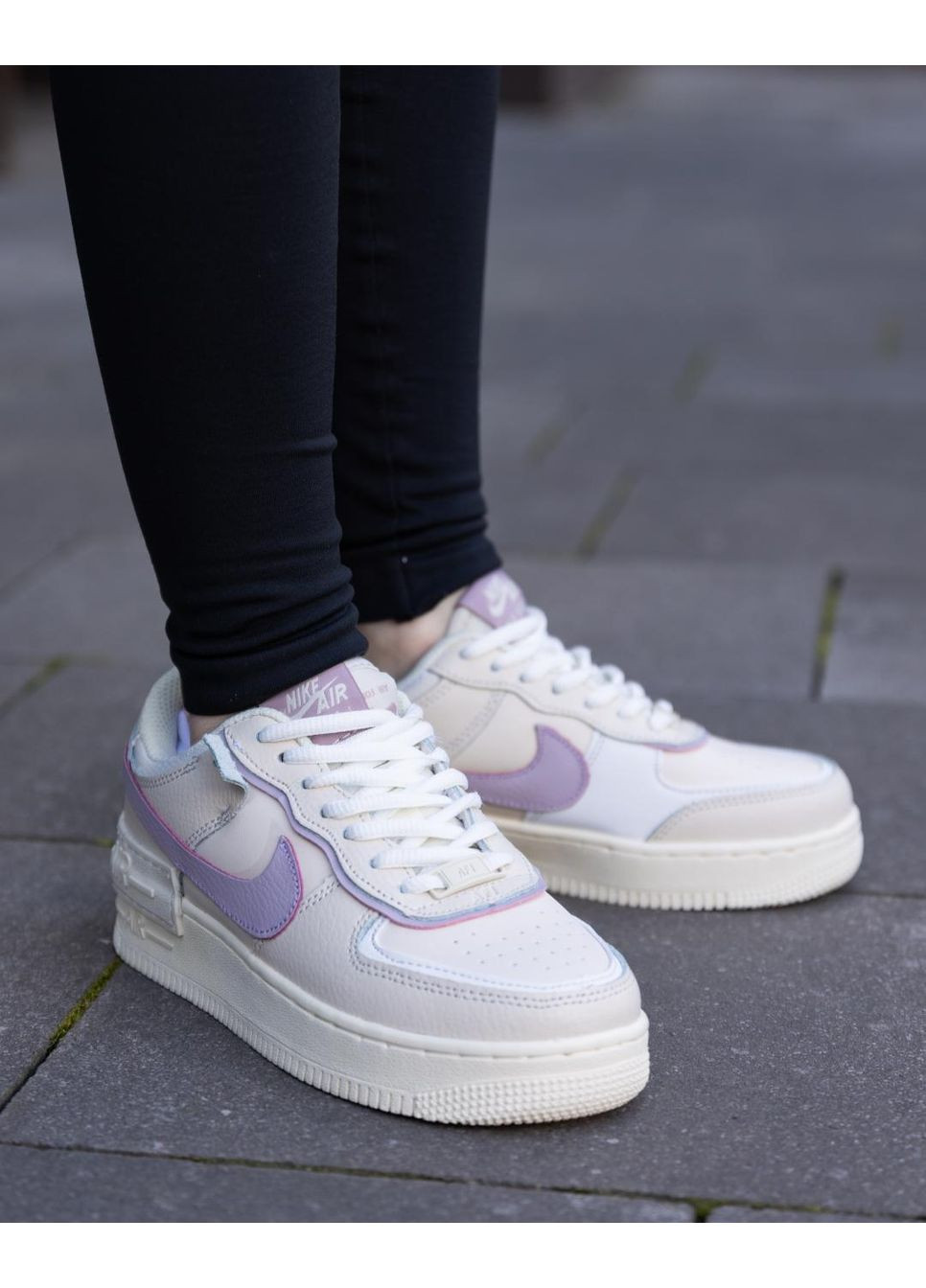 Білі Осінні кросівки чоловічі nike air force 1 shadow white purple найк аір форс 1 преміум No Brand