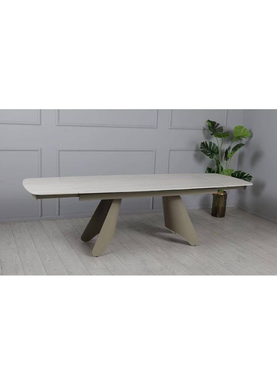 Стол Кармен обеденный раскладной 1800/2600x900x750 мат ноги тауп Prestol (363262345)