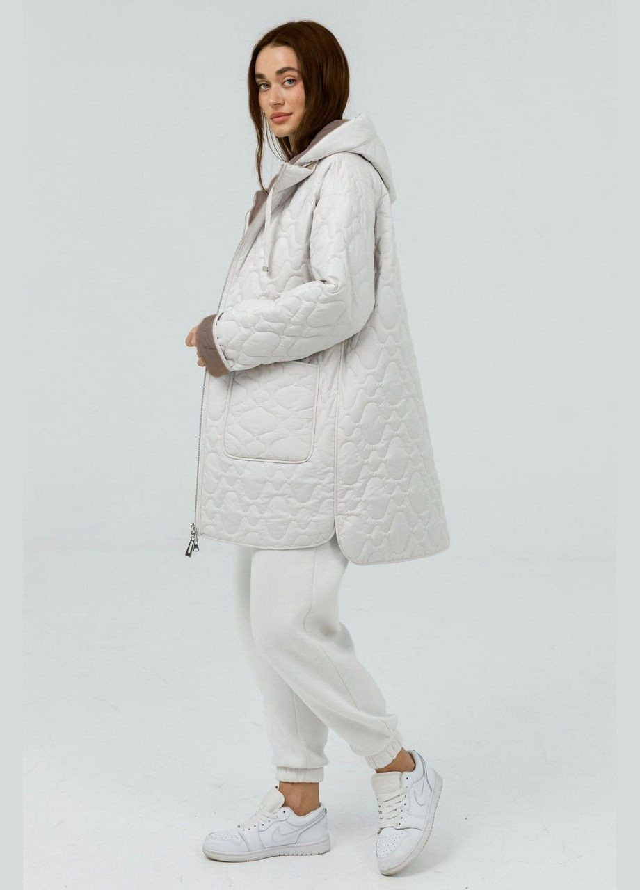 Молочна демісезонна двостороння куртка plus size Lora
