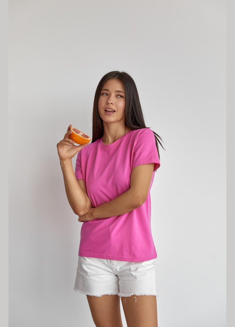 Рожева жіноча базова футболка колір рожевий р.2xl 449916 New Trend