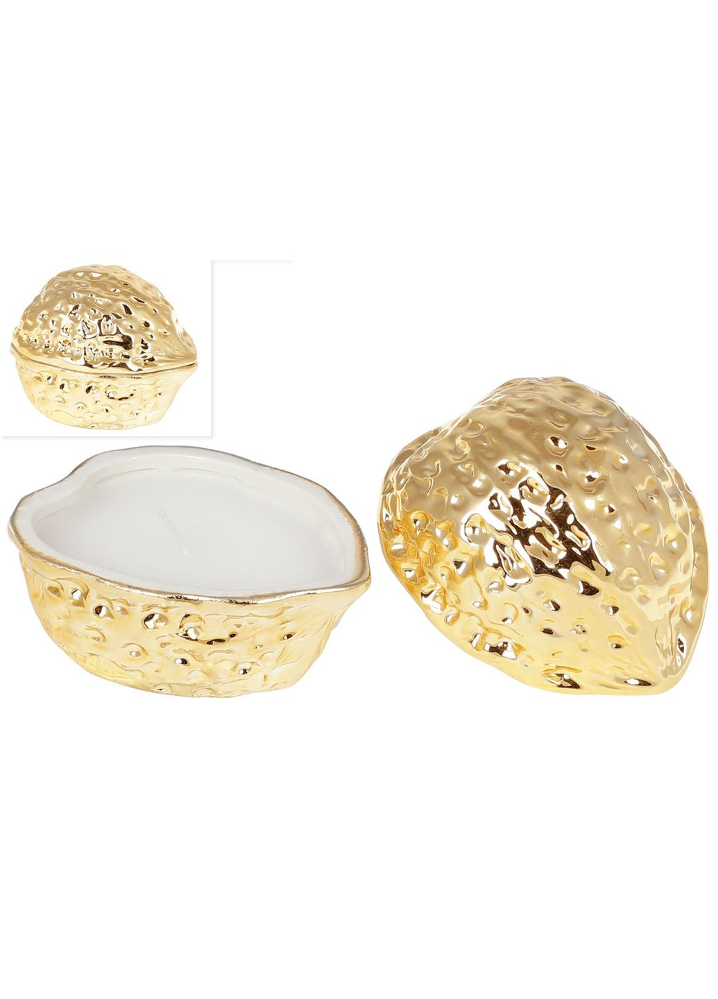 Декоративна свічка з кришкою Горіх, 11см, колір - золотий Deco (341484062)