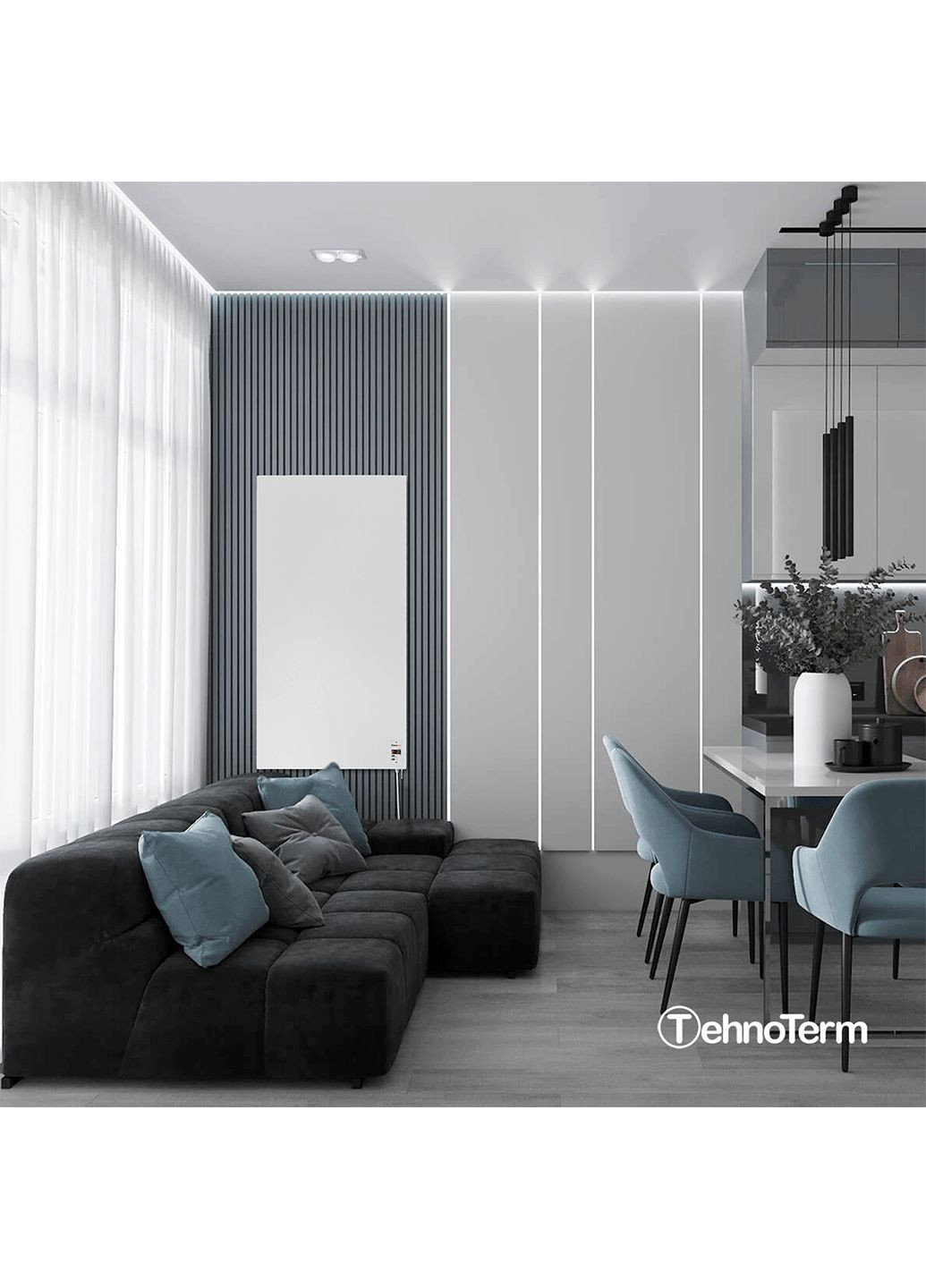 Обогреватель настенный с терморегулятором до 20 м², электрический конвектор на 700 Вт белый (stt700v) TehnoTerm STT-700v (316699400)