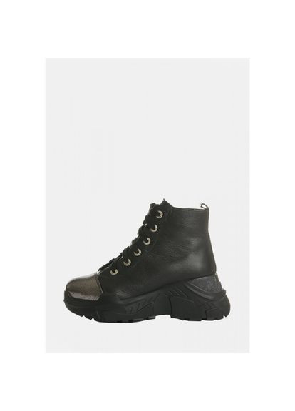 Зимові черевики чорного кольору з блискучим носком Шкіра/Овчина (21802) Vm-Villomi (285104053)