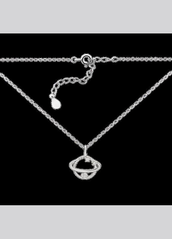 Кольє срібне Сатурн планета на тонкому ланцюжку з білими фіанітами No Brand (354721414)