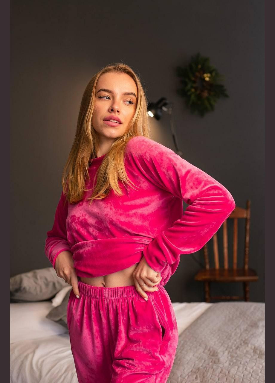 Спортивний велюровий костюм кофта та штани малинові () велюр на бавовняній основі V.Velika (307088673)