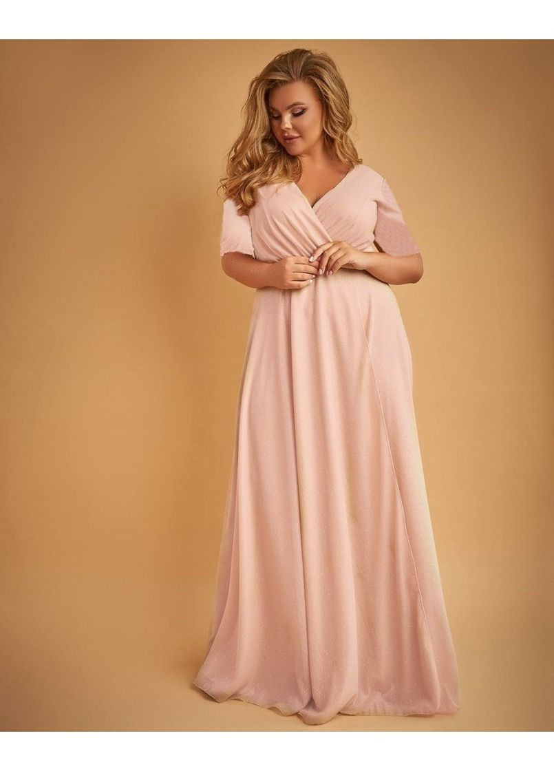 Золотой вечернее платье на запах, а-силуэт FashionYouWant однотонное