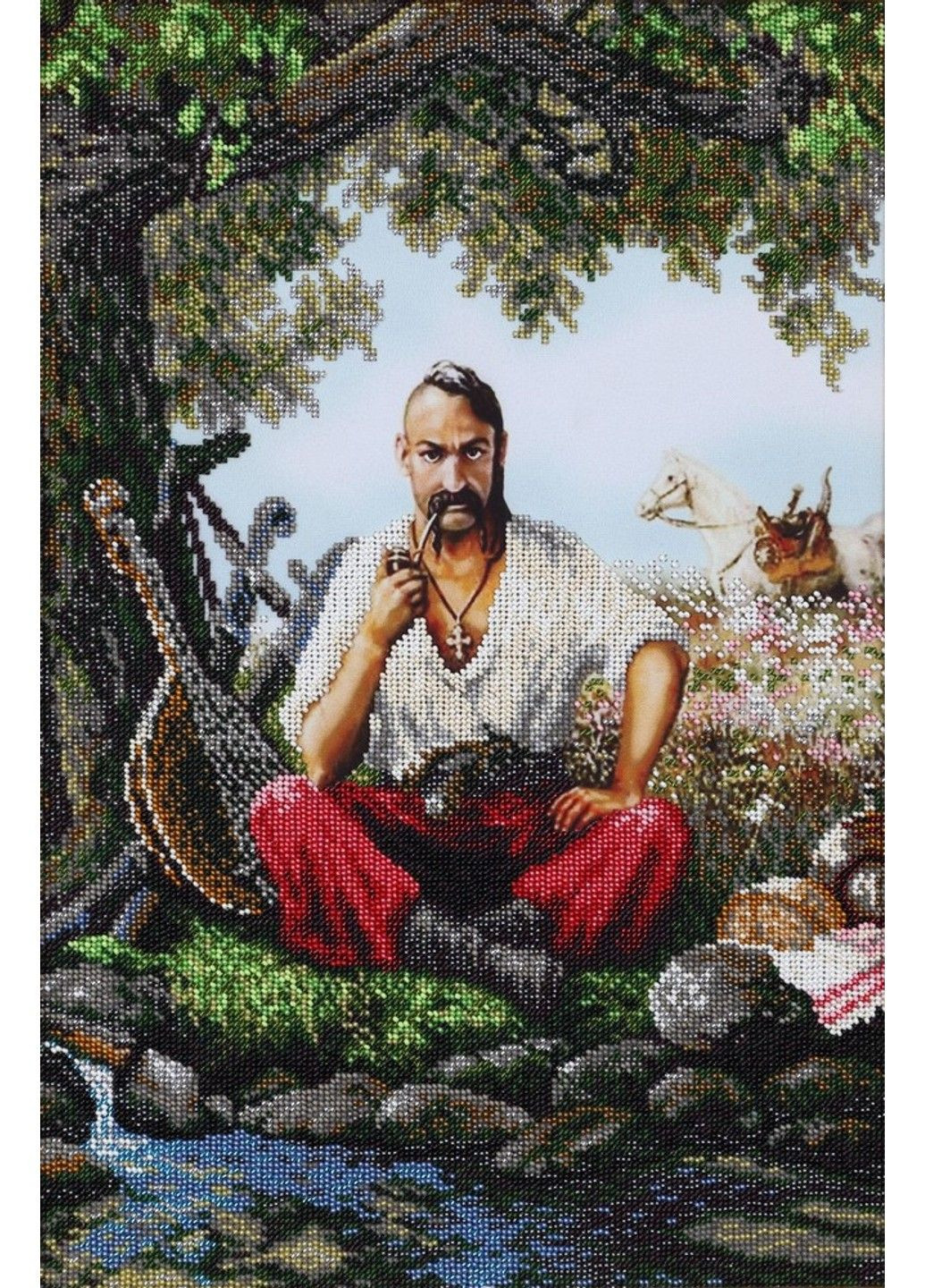 Набір для вишивання бісером "Козак Мамай" символ держави Україна часткова викладка, Чехія 31х46 см No Brand (333165602)