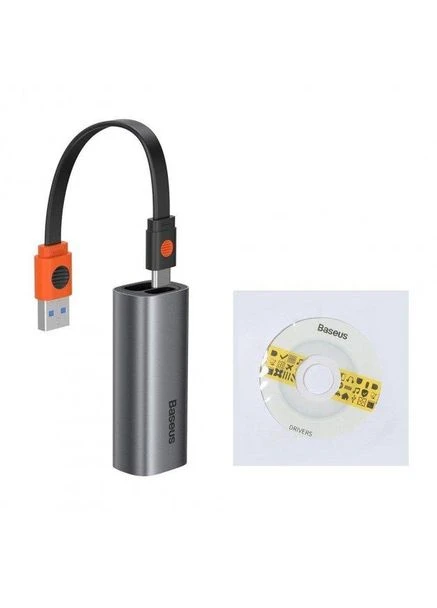 Мережевий адаптер USB Хаб Steel Cannon Series USB-A/Type-C Bidirectional Gigabit LAN Adapter CAHUB-AF0G Dark Grey Baseus (271823618)