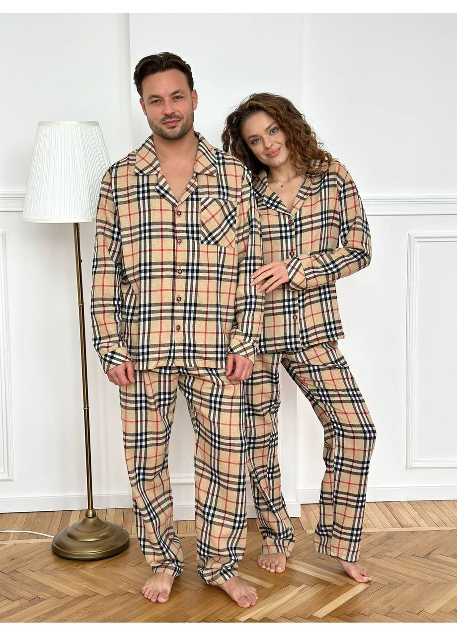 Пижама мужская фланель в клетку. Парные пижамы. Семейные пижамы в клеточку No Brand (366241238)