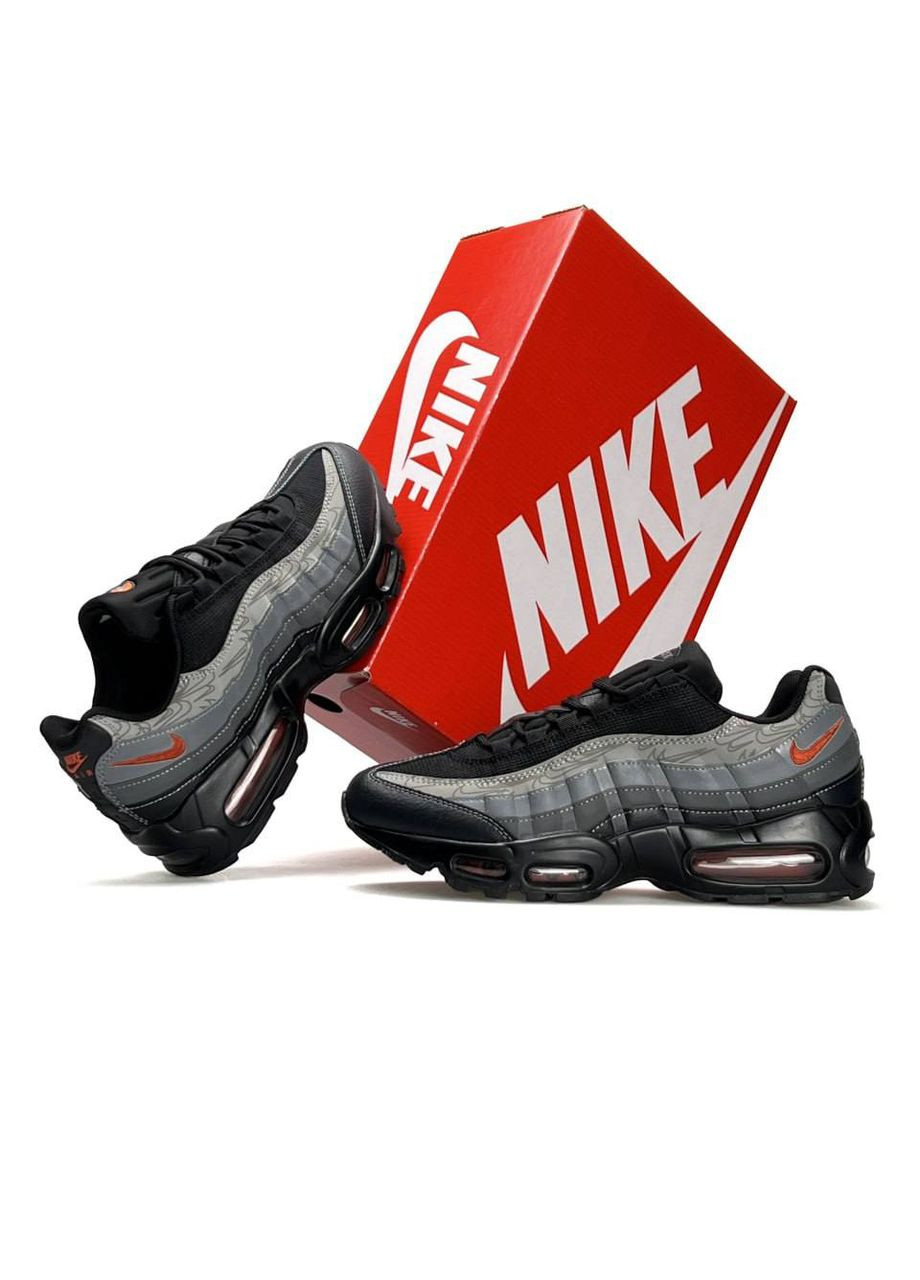 Чорні Осінні кросівки чоловічі nike m No Brand Air Max 95 PRM Black Grey Orange