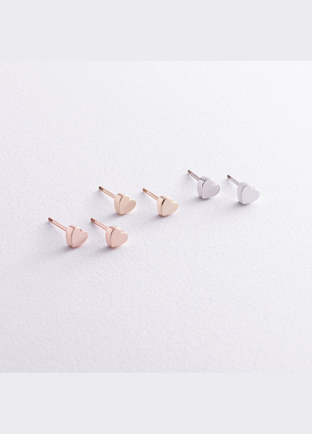 Серьги - пусеты Сердечки в белом золоте с08298 Oniks (264644220)