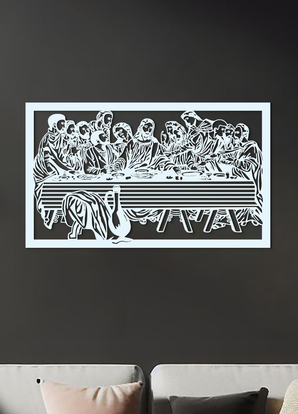 Картина лофт, настенный декор для дома "Тайна вечеря", декоративное панно 80х48 см Woodyard (292013129)