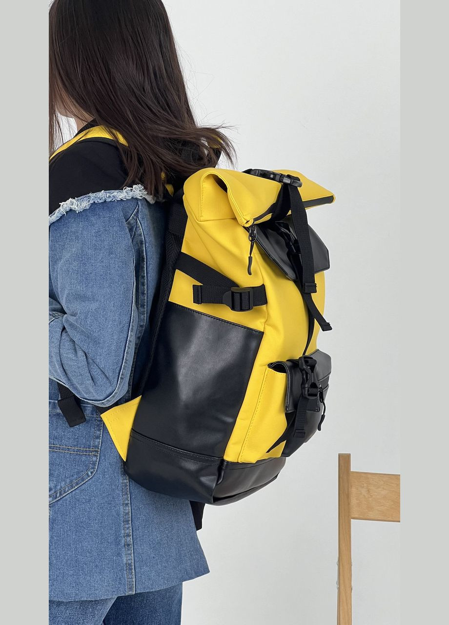 Жіночий рюкзак ролтоп для ноутбука Rolltop для подорожей жовтого кольору з екошкіри ToBeYou rolltopnew (280930879)