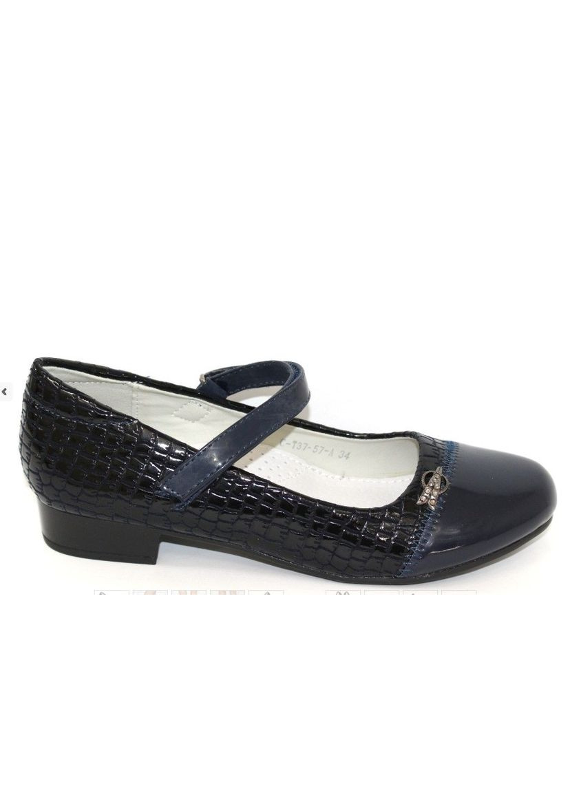 Сині лакові туфлі для дівчинки на підборах Tom.M з ремінцем (315355076)