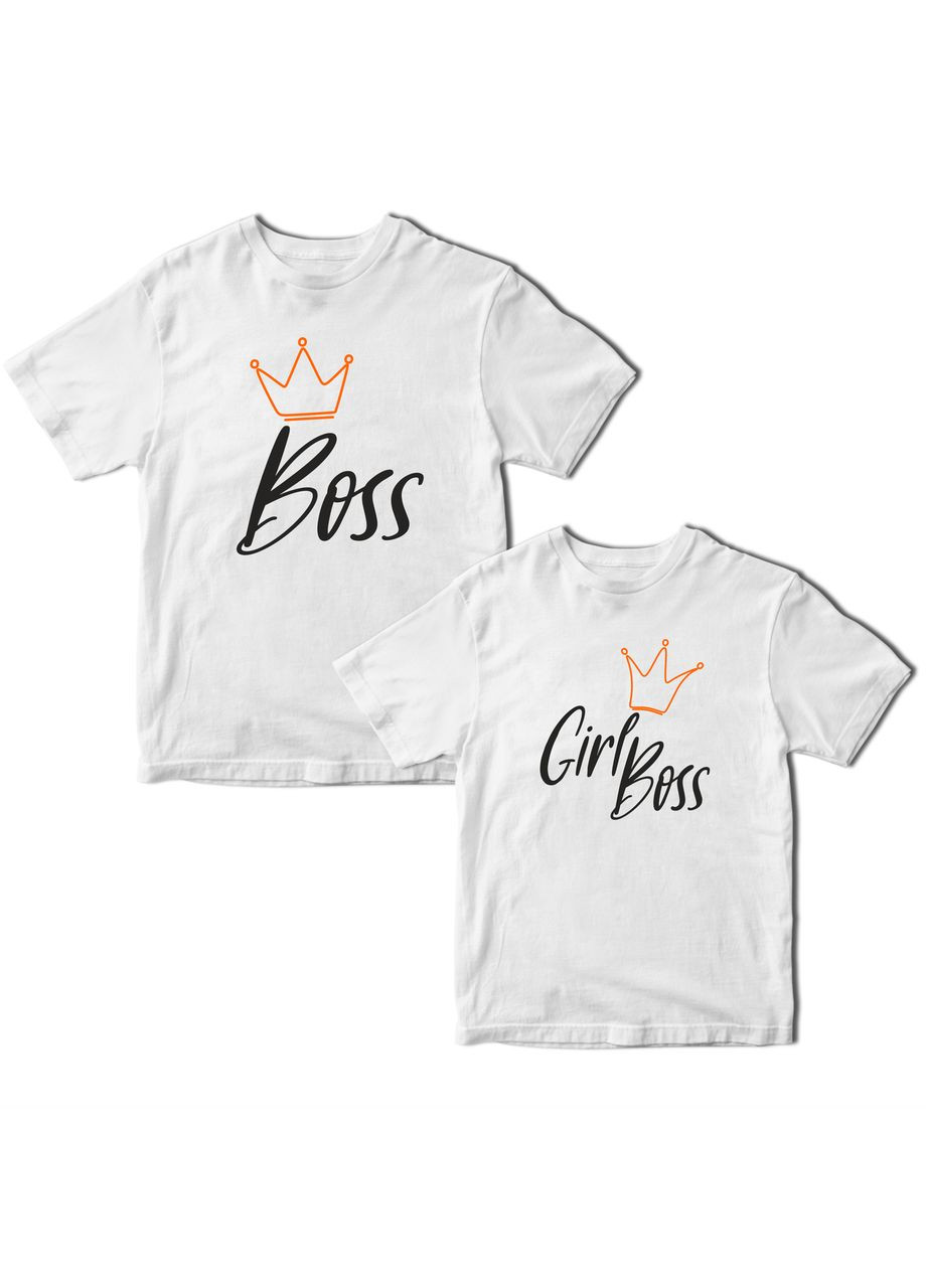 Парные белые футболки для влюбленных с принтом "Boss Girl Boss. Босс Девушка Босса" . Футболки парные Кавун футболка (316345567)