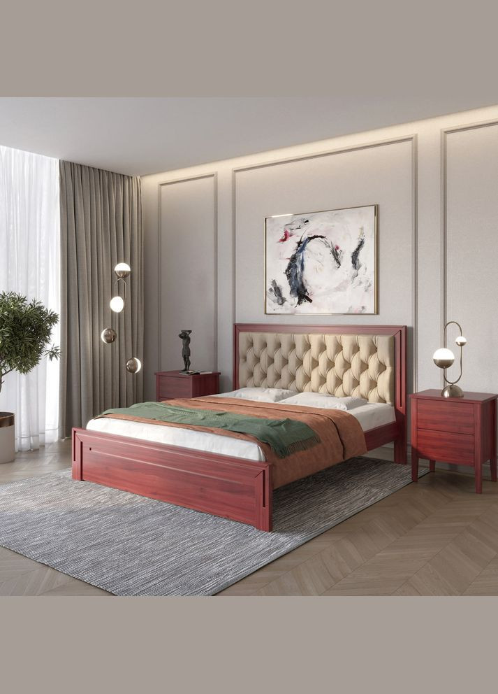 Двуспальная деревянная кровать Торонто Т3/Аляска 23 (бежевый) 160х200 см (MBG-7648) Mebigrand (368282918)