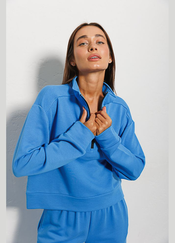 Жіночий спортивний костюм зі світшотом на блискавці світло-синій Arjen (294906792)