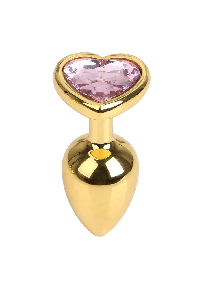 Анальная пробка S 3 см золотая маленькая с камнем сердечко TOYFA Metal Focus (303891694)
