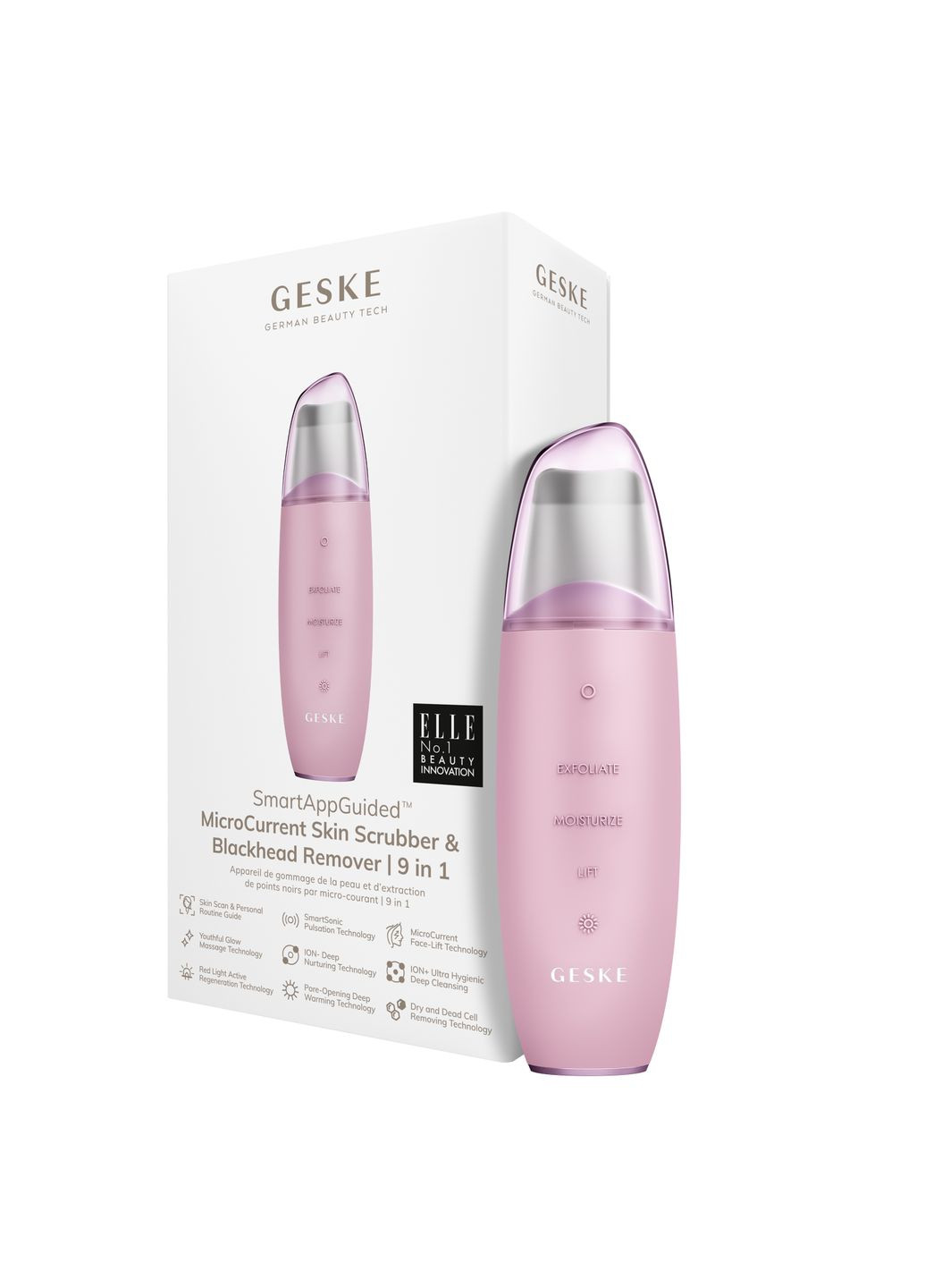 Мікрострумовий скрабер для шкіри та усунення чорних точок MicroCurrent Skin Scrubber&Blackhead Remover 9в1 pink GESKE (341526164)