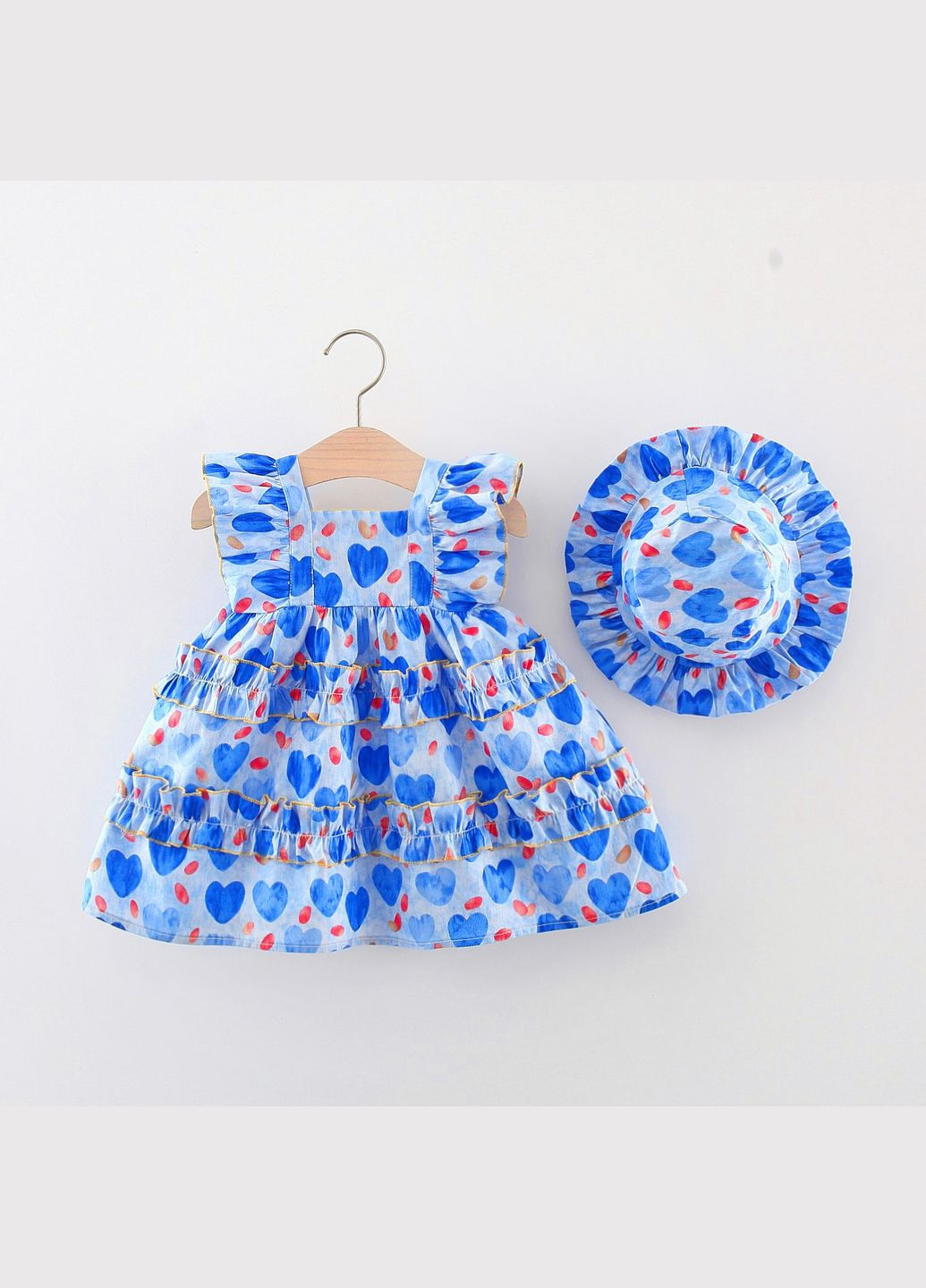 Синіти сукня дитяча в сердечка зі складочками ( 90см) (14030) Qoopixie (290704448)