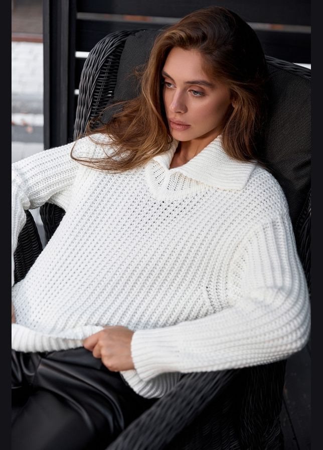 Молочный демисезонный свитер из полушерстяной пряжи (2782) Triko Bakh