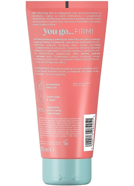 Пилинг для тела с кофеином и персиком Cosmetics YOU.mmy Peach Firm 200ml (1198404-31099115) AA (368646059)