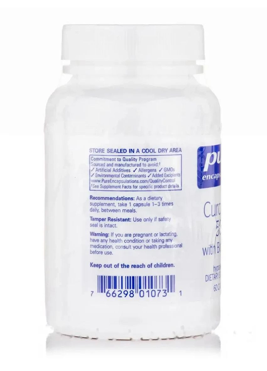 Куркумін 500 з біоперином (Curcumin 500 with Bioperine) 60 капсул Pure Encapsulations (361116299)