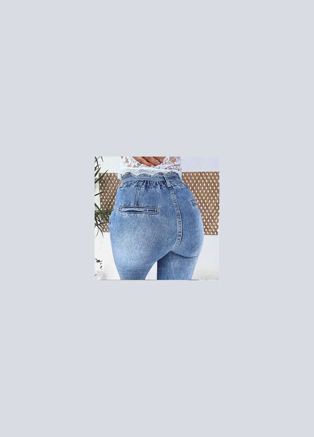 Джинсы женские jeans мом с царапками весенний коттоновый DM-3679 Голубой 30 New Jeans - (268998066)