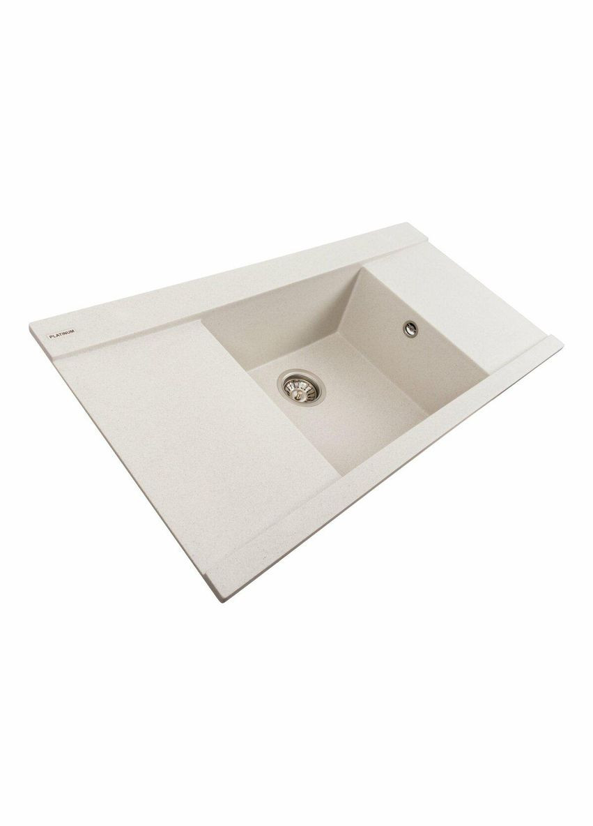 Гранитная мойка для кухни 9651 ATLAS матовая Белая в точку Platinum (342069239)