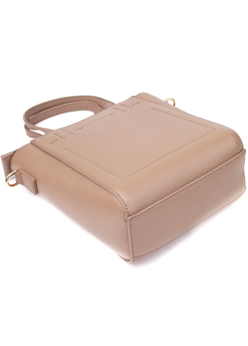 Стильна сумка жіноча з натуральної шкіри у формі трапеції 22918 Бежевий Vintage (361679971)