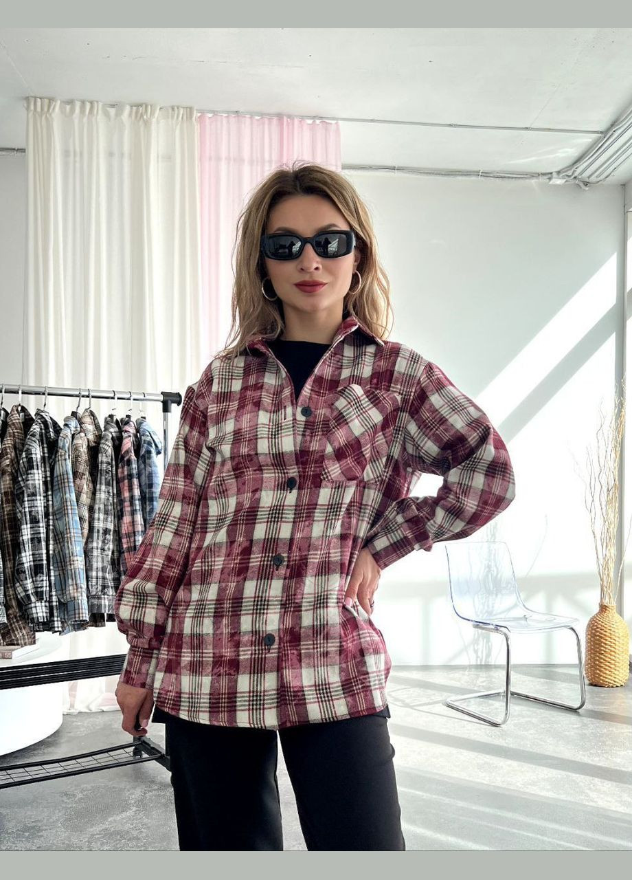 Жіноча сорочка варка подовжена в клітинку бордова You Best (324025830)