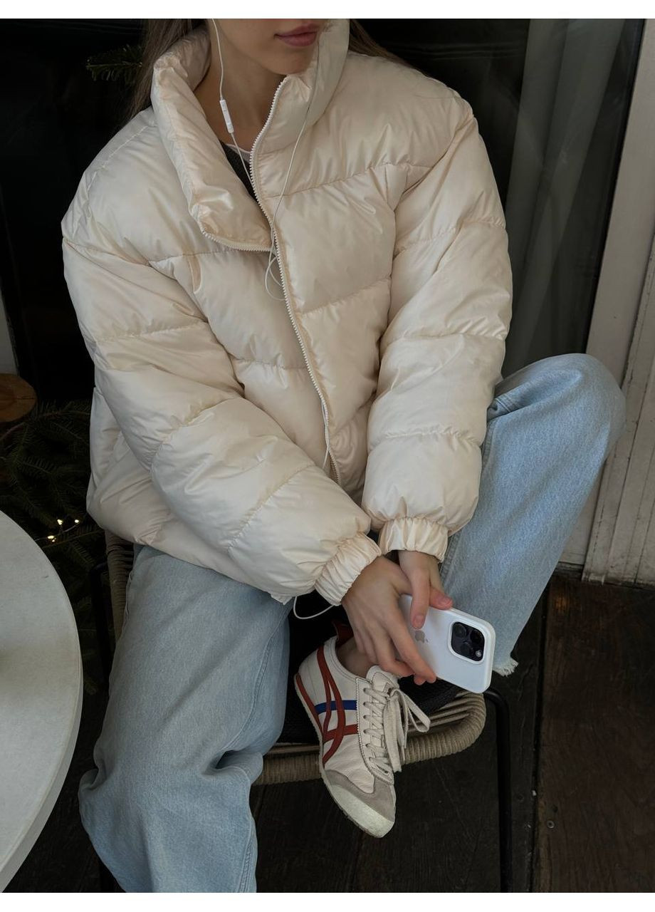 Светло-бежевая демисезонная женский пуфер No Brand