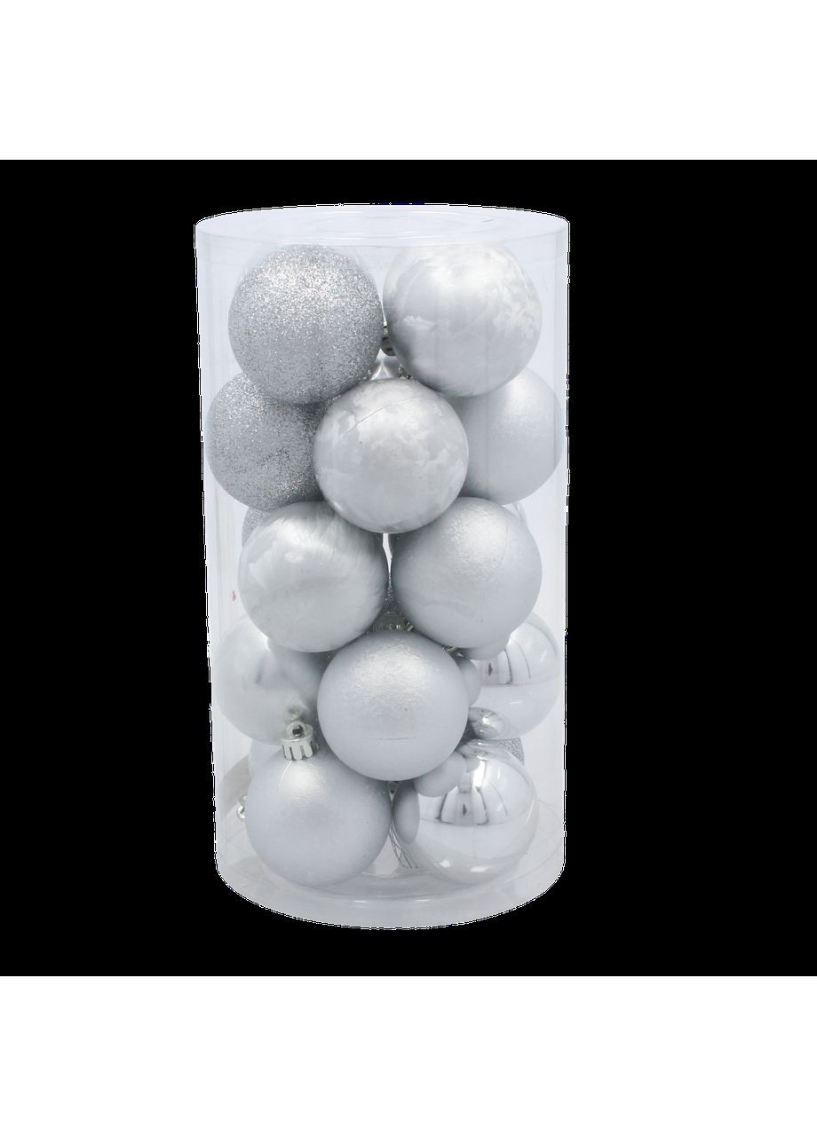 Елочные пластиковые шарики комплект 20шт, Ø 5см, серебристые Chomik (367114031)