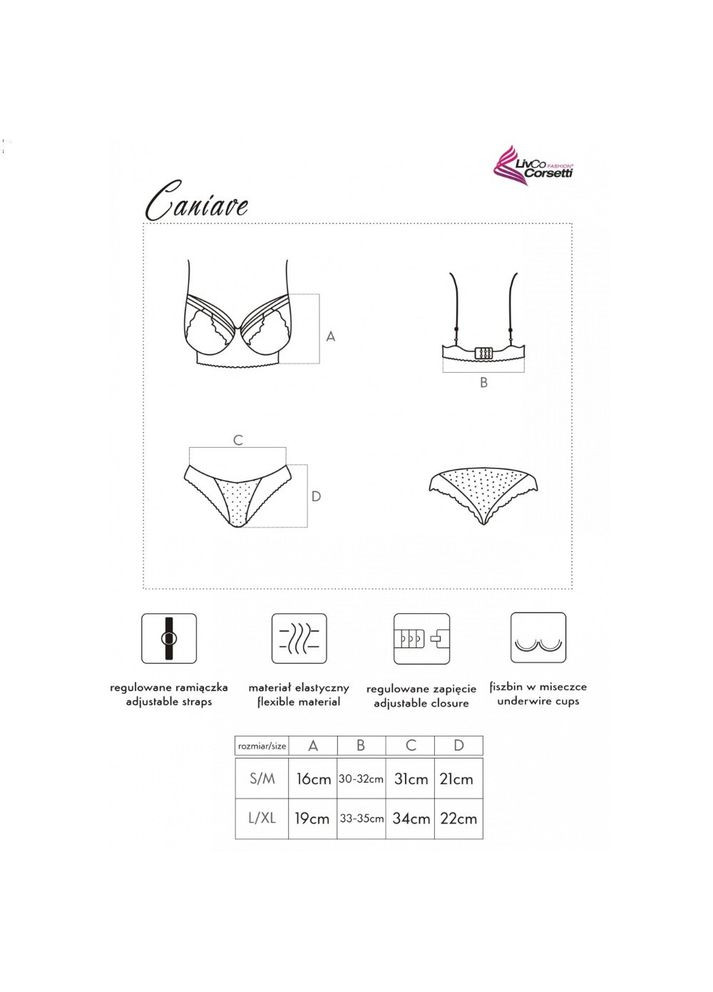 Чорний демісезонний комплект білизни мереживний бюстгальтер та трусики "caniave" s/m Livia Corsetti