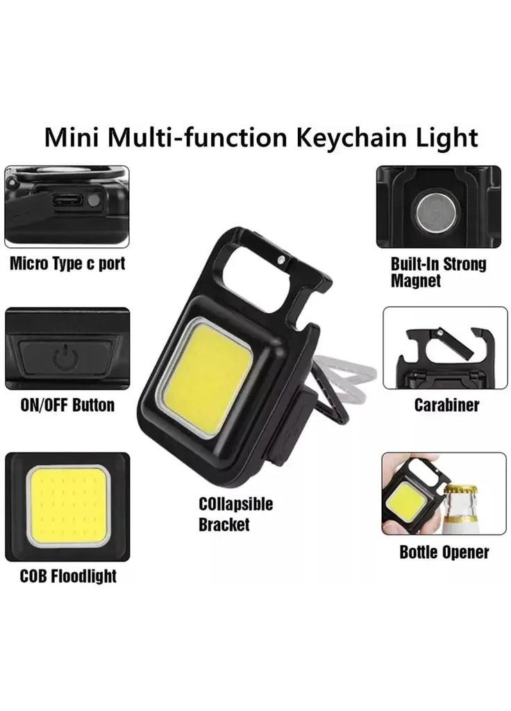 Фонарик аккумуляторный Суперяркий свет, карманный с магнитом и карабином, водонепроницаемый, USB Type-C Baseus (366668648)